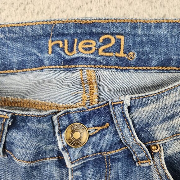 RUE 21 Jeans Womens 0 Blue Low Rise Ankle Skinny Ripped Stretch Denim - Picture 8 of 9